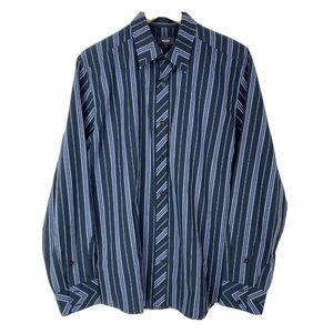 Mexx L Large Shirt Button Down Front Navy Blue